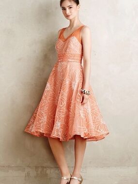 Moulinette Soeurs Coral Sleeveless Floral Midi Dress
